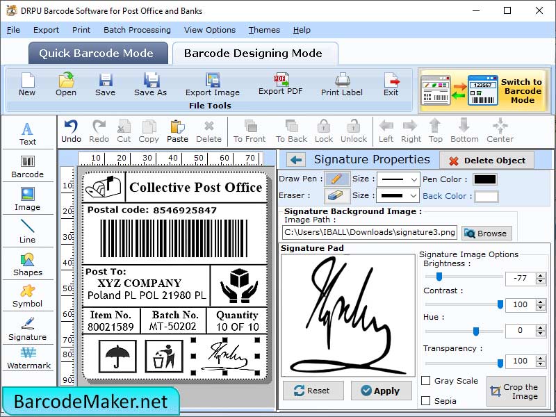 Postal Service Barcode Creator 7.3.0.1