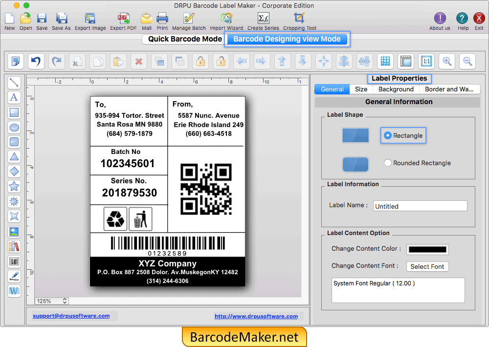 Mac Barcode Maker Software - Corporate Edition