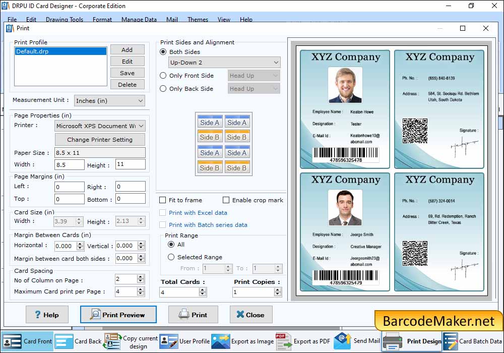 Print designed ID cards