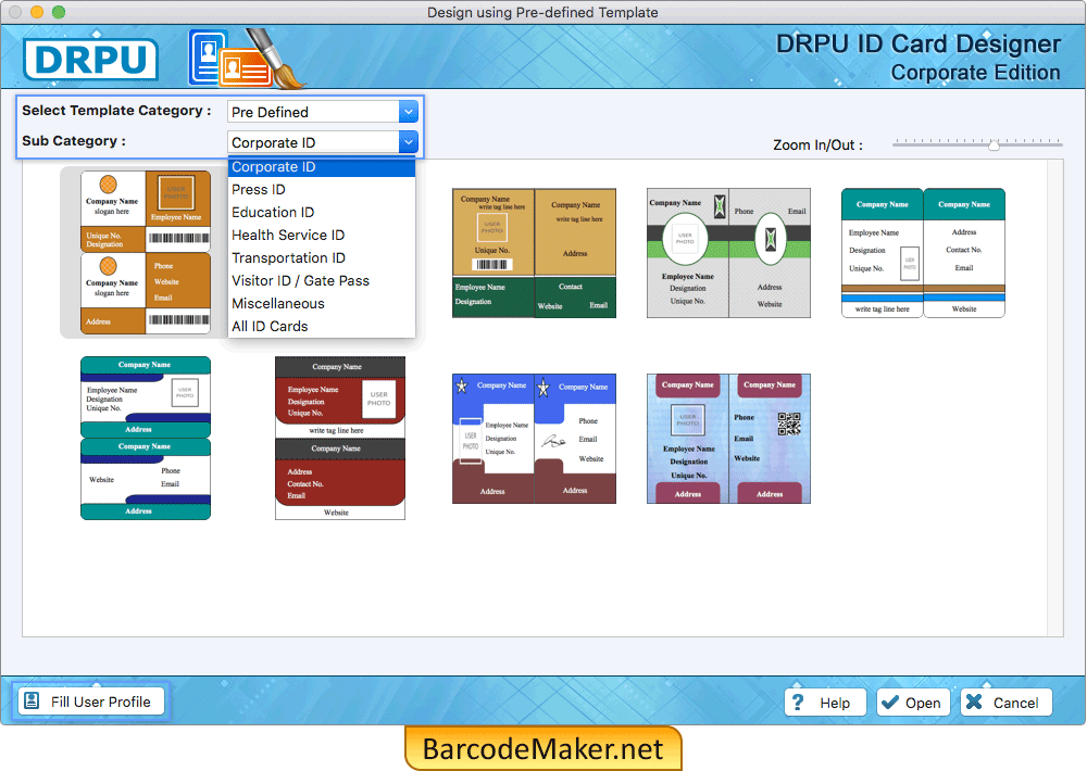 Select Pre-defined Templates