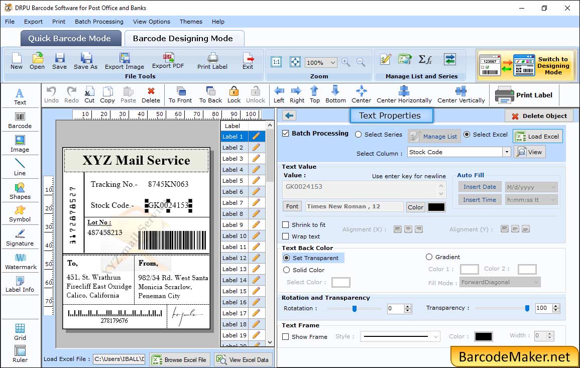 Barcode Maker Software for Post Office