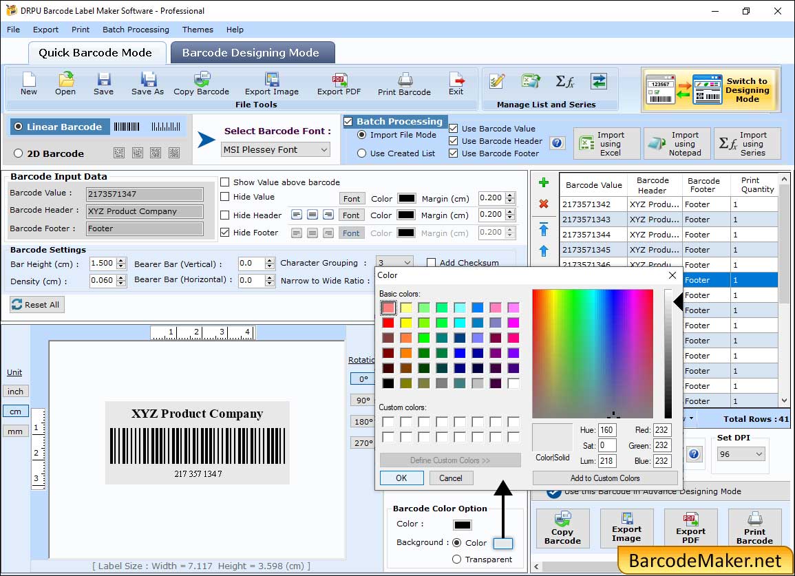 Color Settings Color Settings