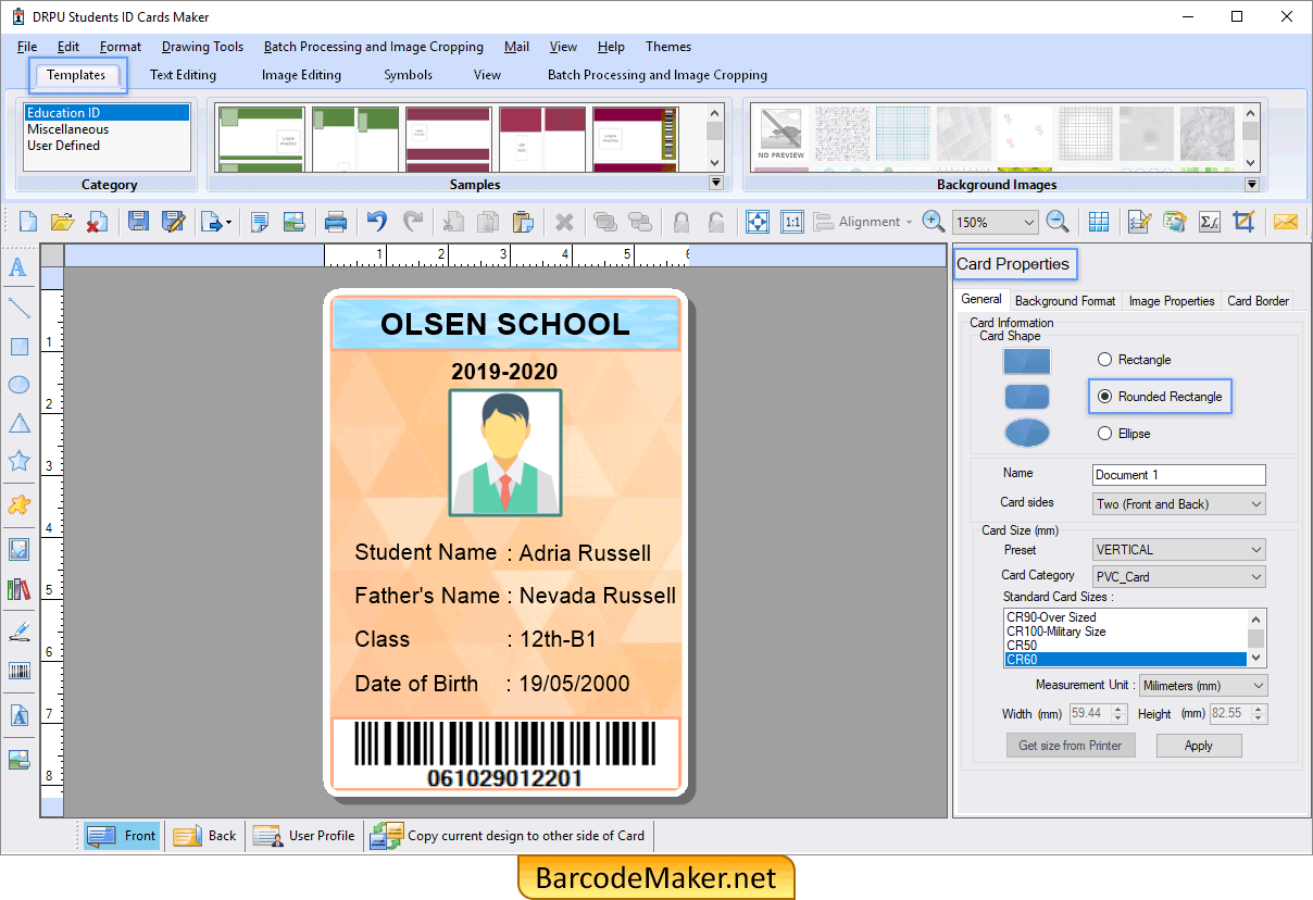 Designed student ID cards