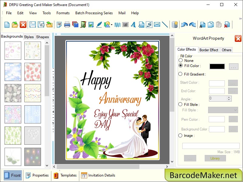 Screenshot of Anniversary Greetings Card Maker