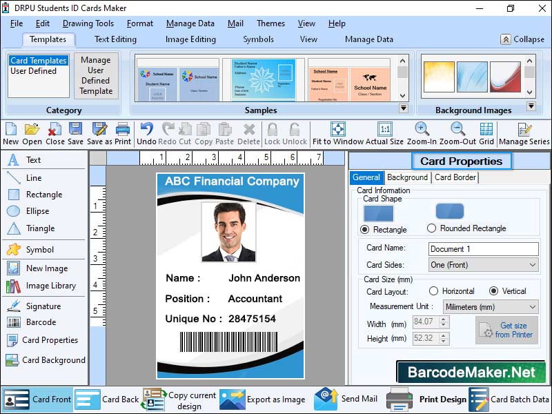 Screenshot of Student ID Card Maker Software