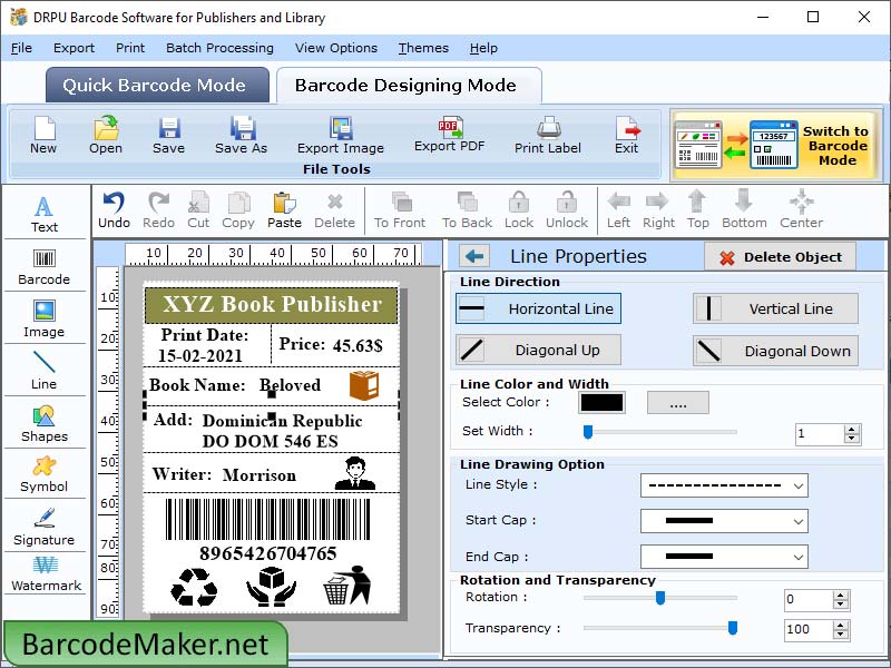 Screenshot of Publishers Barcode Maker