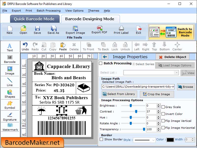 Screenshot of Labeling Software for Publishers
