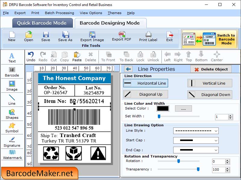 Screenshot of Retail Business Barcode Maker