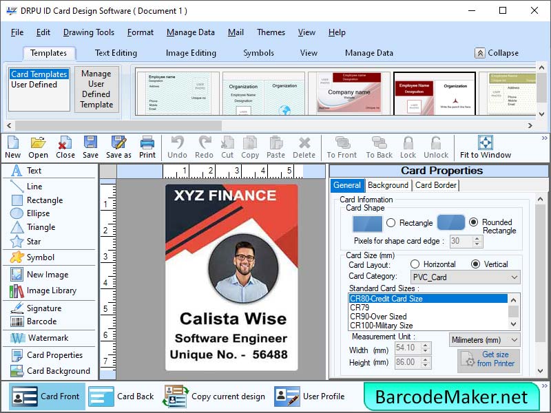 Screenshot of Card and Label Maker Software